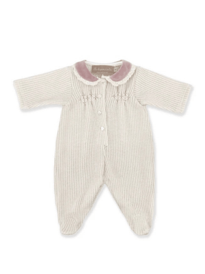 Tutina per neonata La Stupenderia bianca con dettaglio colletto rosa