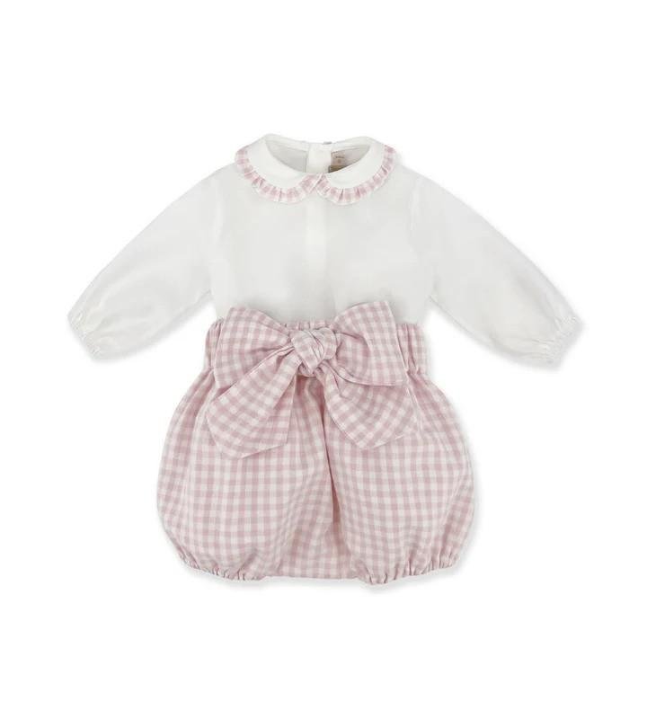 Tutina per neonata La Stupenderia rosa con motivo a quadretti - Rubino Kids