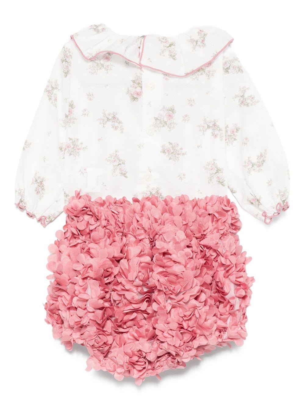 Tutina per neonata La Stupenderia rosa con pantaloni a campana con volant - Rubino Kids