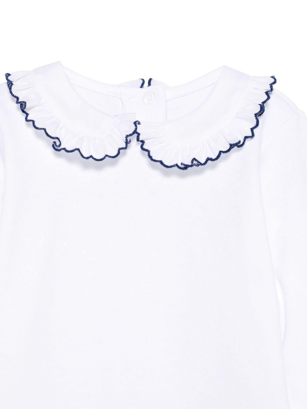 Tutina per neonata Mariella Ferrari bianco con rifiniture blu - Rubino Kids