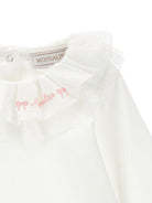 Tutina per neonata Monnalisa bianca con colletto con increspature - Rubino Kids