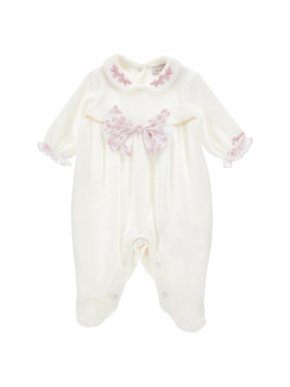 Tutina per neonata Monnalisa bianca con dettaglio fiocco - Rubino Kids