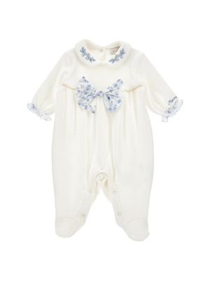 Tutina per neonata Monnalisa bianca con dettaglio fiocco