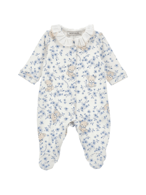 Monnalisa white baby girl's romper with all-over flower print