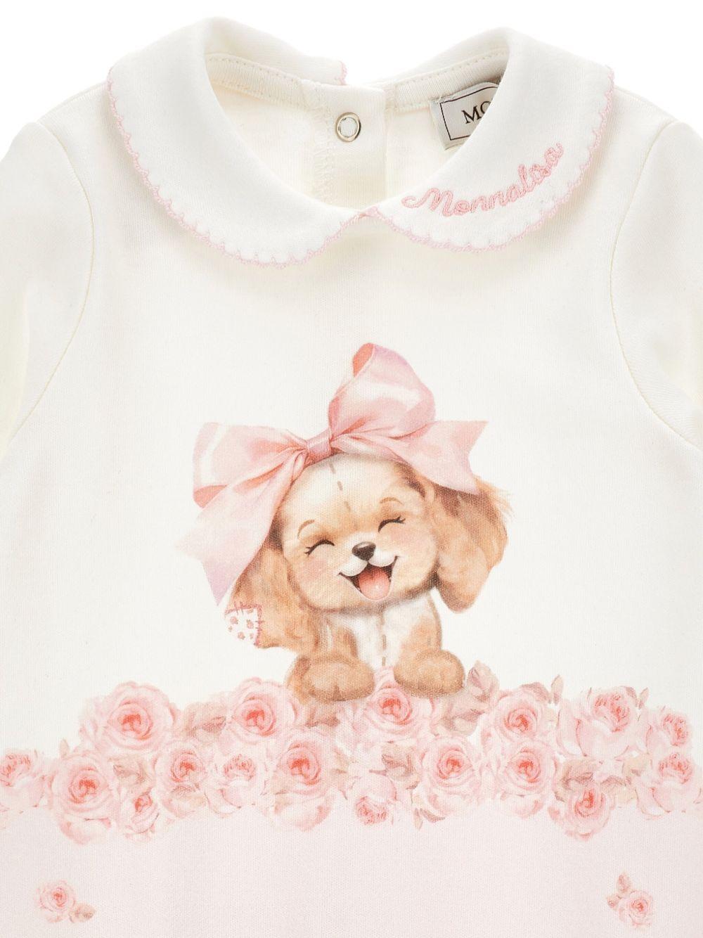 Tutina per neonata Monnalisa bianco con stampa a fiori - Rubino Kids