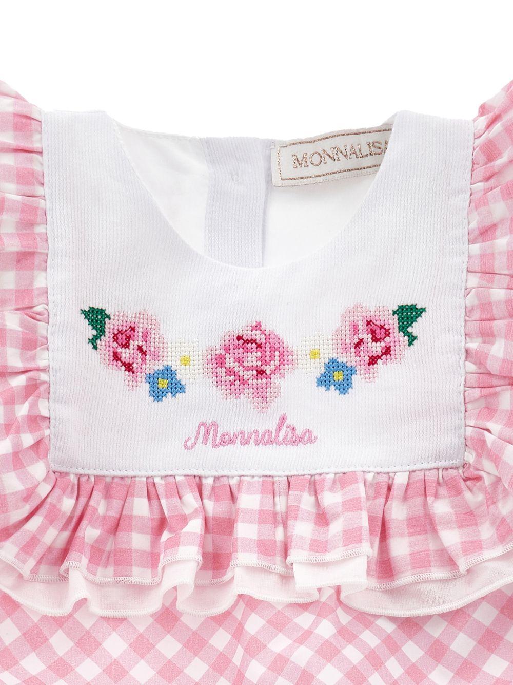 Tutina per neonata Monnalisa rosa a fiori con ruches - Rubino Kids