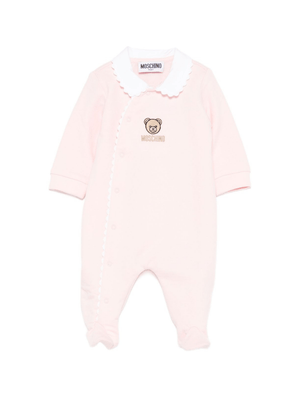 Tutina per neonata Moschino Kids rosa con ricamo Teddy