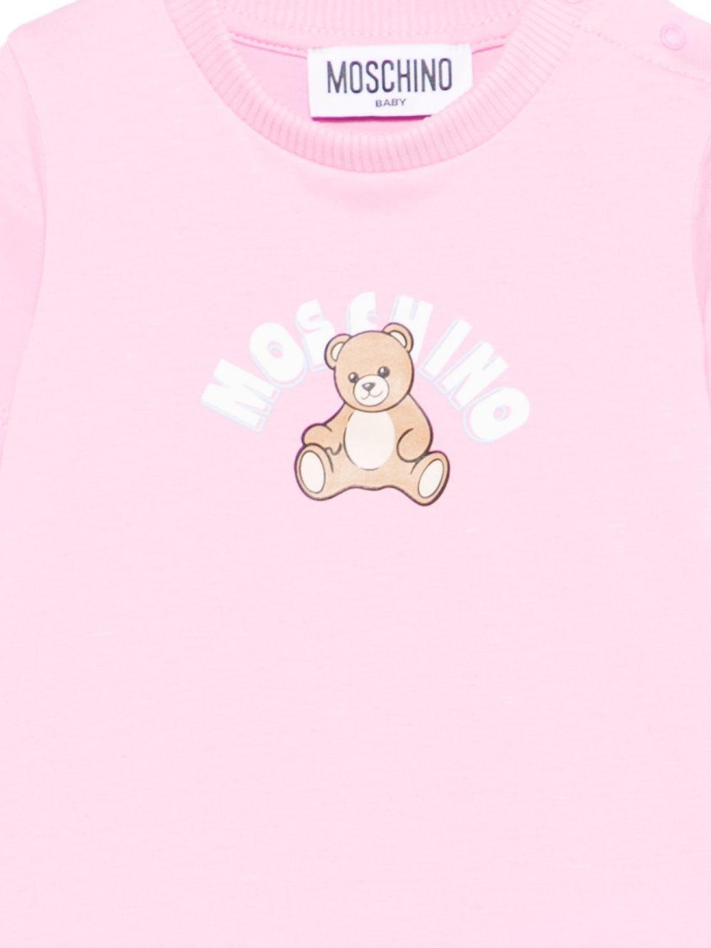 Tutina per neonata Moschino Kids rosa con stampa grafica Teddy Bear - Rubino Kids