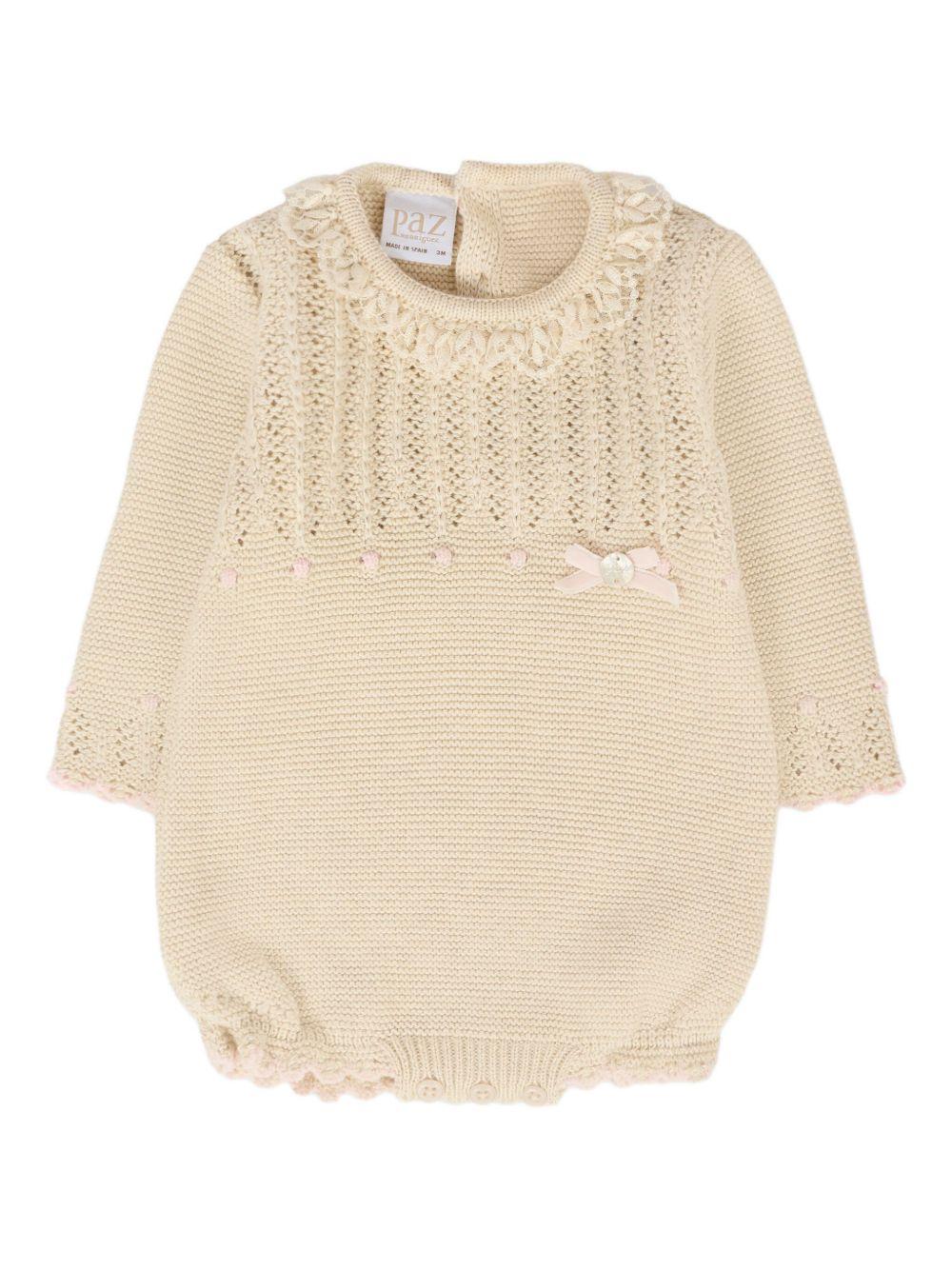 Tutina per neonata Paz Rodríguez beige con decorazione con fiocco - Rubino Kids