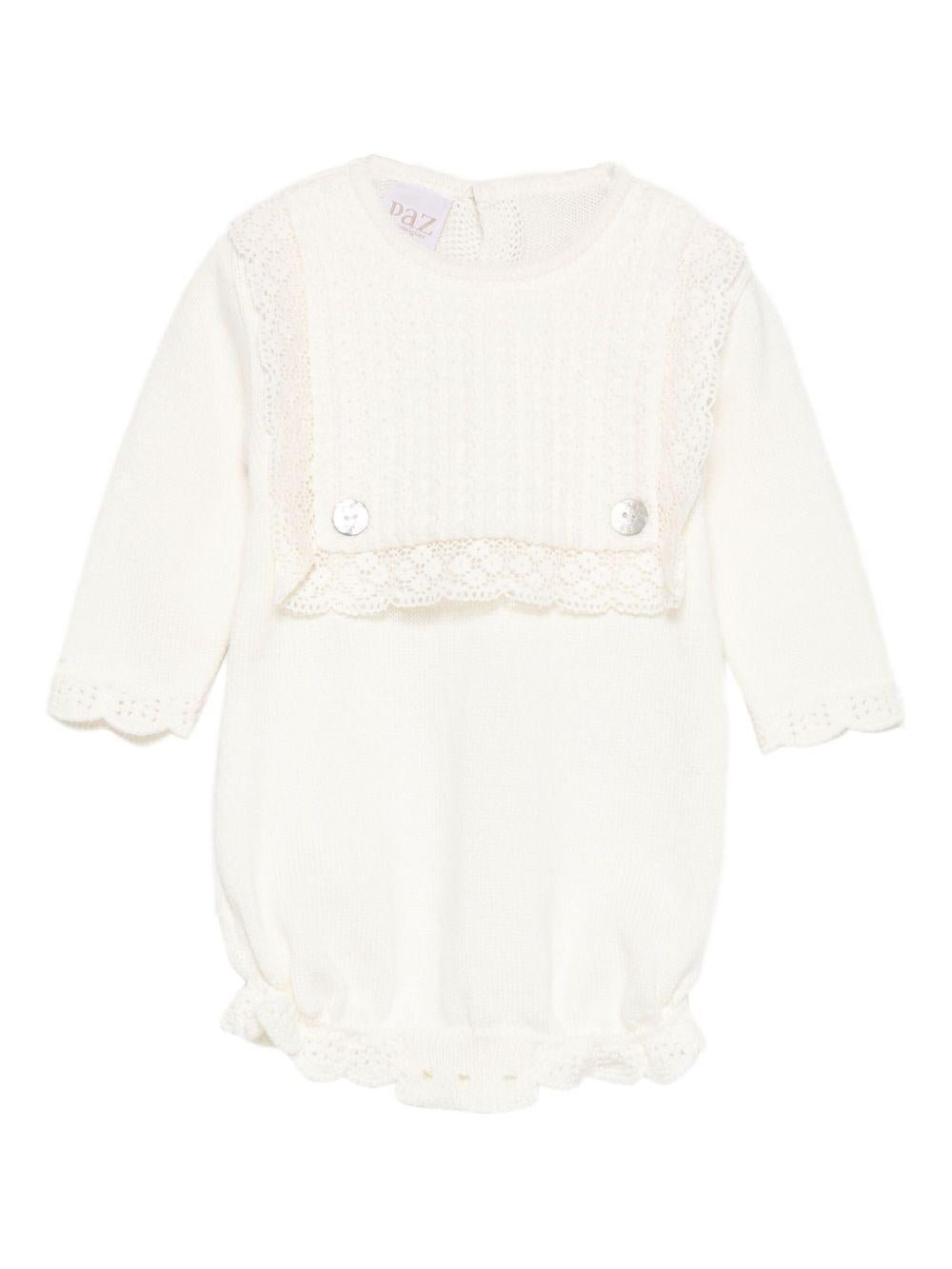 Tutina per neonata Paz Rodríguez bianca con chiusura con bottoni - Rubino Kids