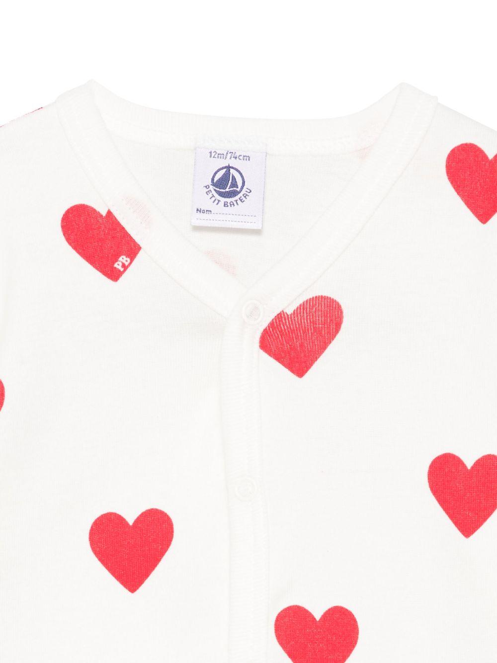 Tutina per neonata Petit Bateau bianca con stampa a cuore all - over - Rubino Kids