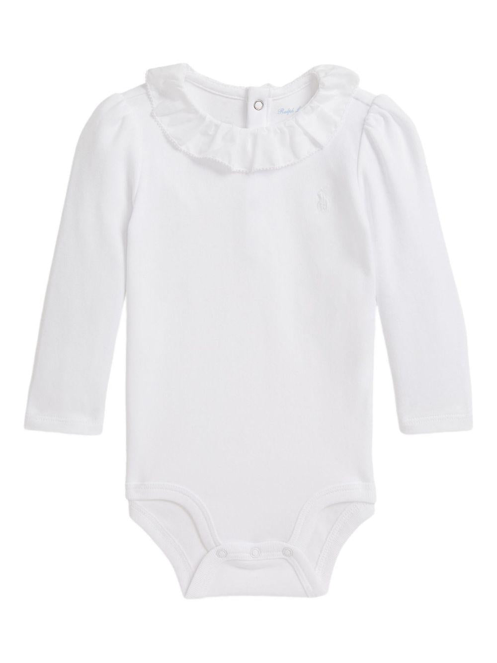 Tutina per neonata Polo Ralph Lauren Kids bianca con colletto con ruches - Rubino Kids
