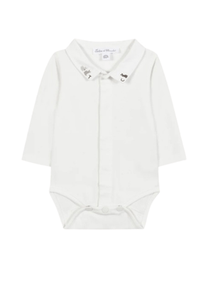 Tartin Et Chocolat white baby girl's romper with embroidered collar