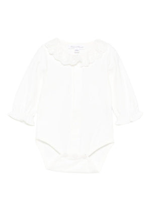 Tartine Et Chocolat white baby girl romper with ruffled collar