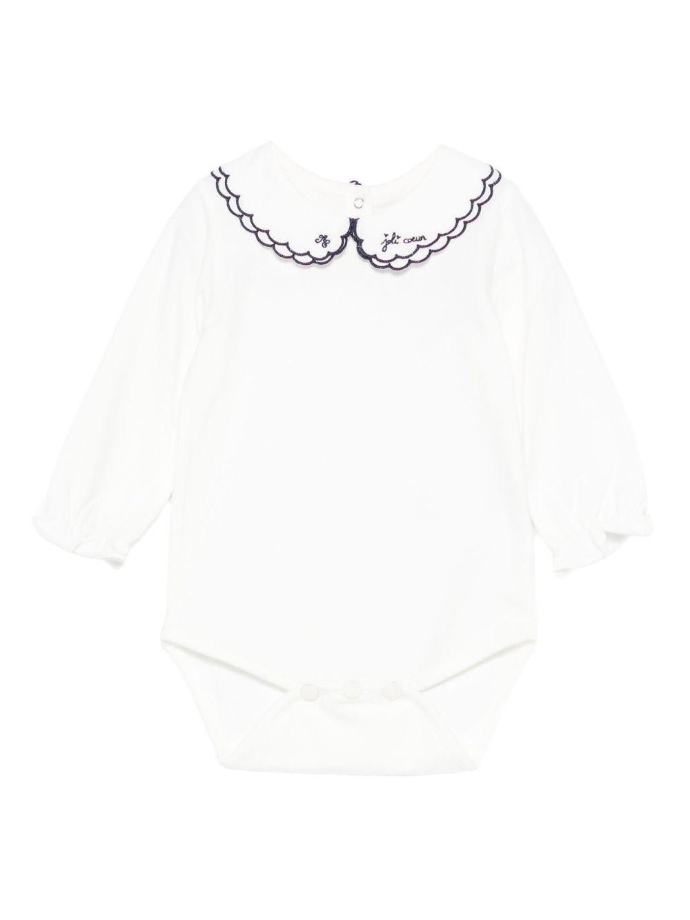 Tutina per neonata Tartine Et Chocolate bianca con ricamo blu - Rubino Kids