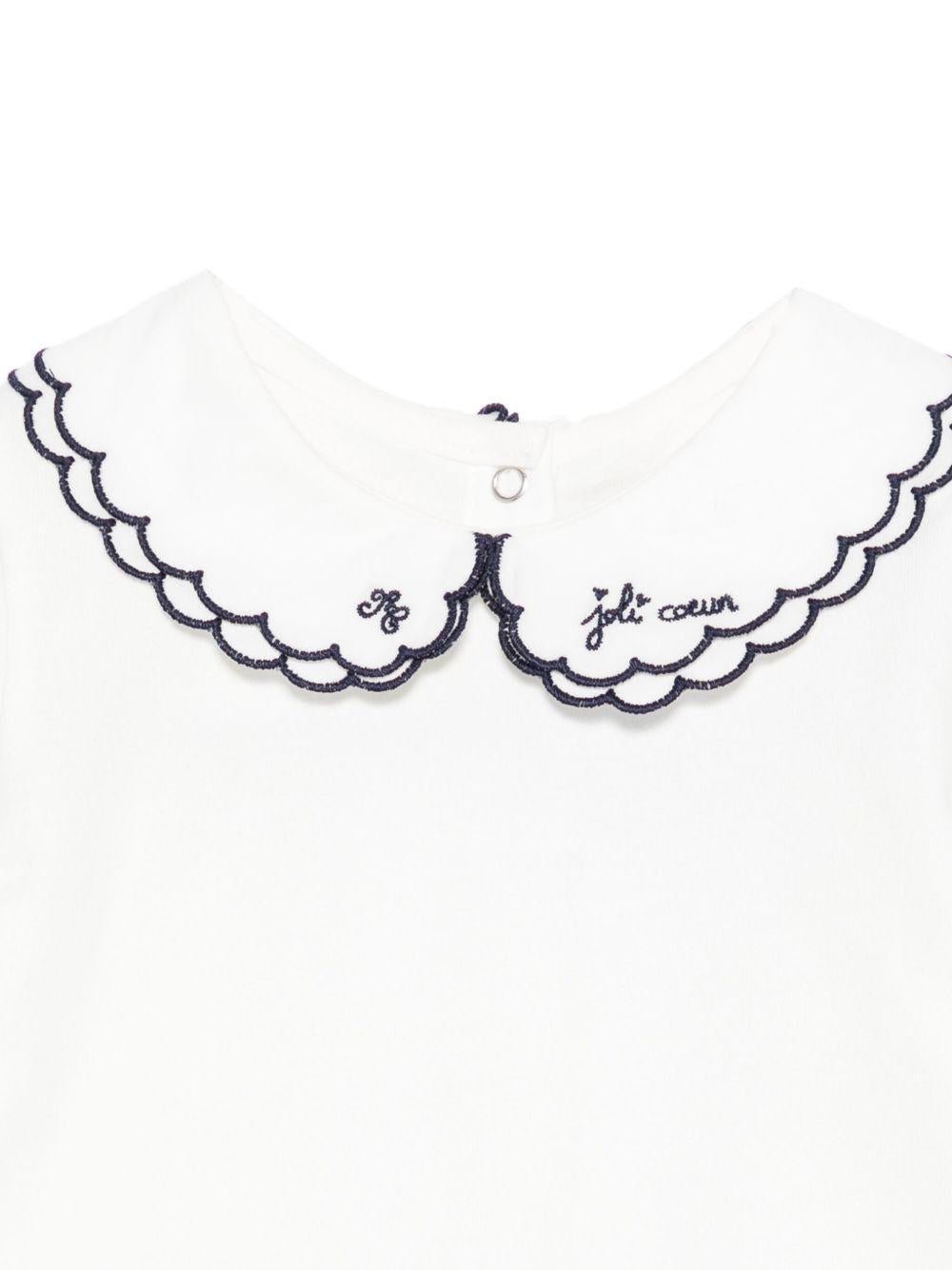 Tutina per neonata Tartine Et Chocolate bianca con ricamo blu - Rubino Kids