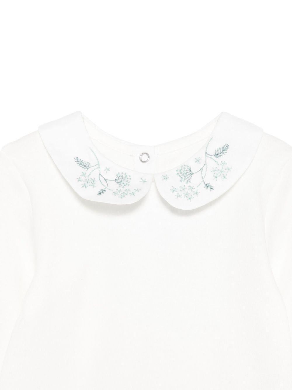 Tutina per neonata Tartine Et Chocolate bianca con ricamo floreale azzurro - Rubino Kids