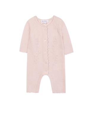 Tartine Et Chocolate baby girl's pink onesie with scalloped edge