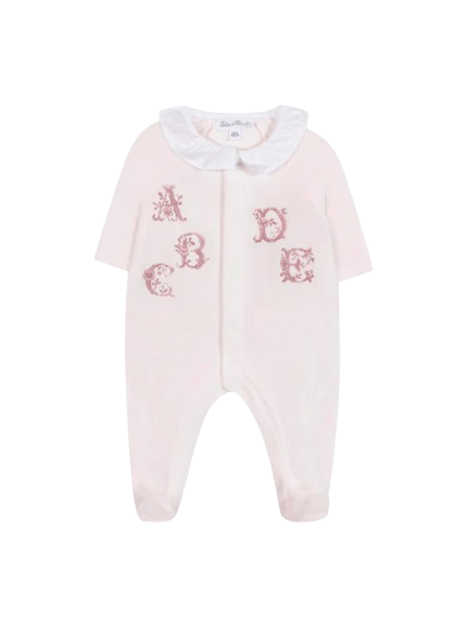 Tutina per neonata Tartine Et Chocolate rosa con lettere ricamate - Rubino Kids