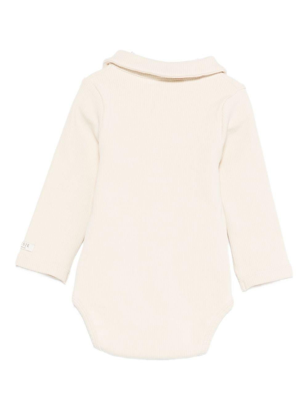 Tutina per neonati Donsje beige con ricamo biscotto sul davanti - Rubino Kids