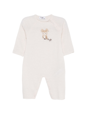 Il Gufo white baby onesie with owl motif