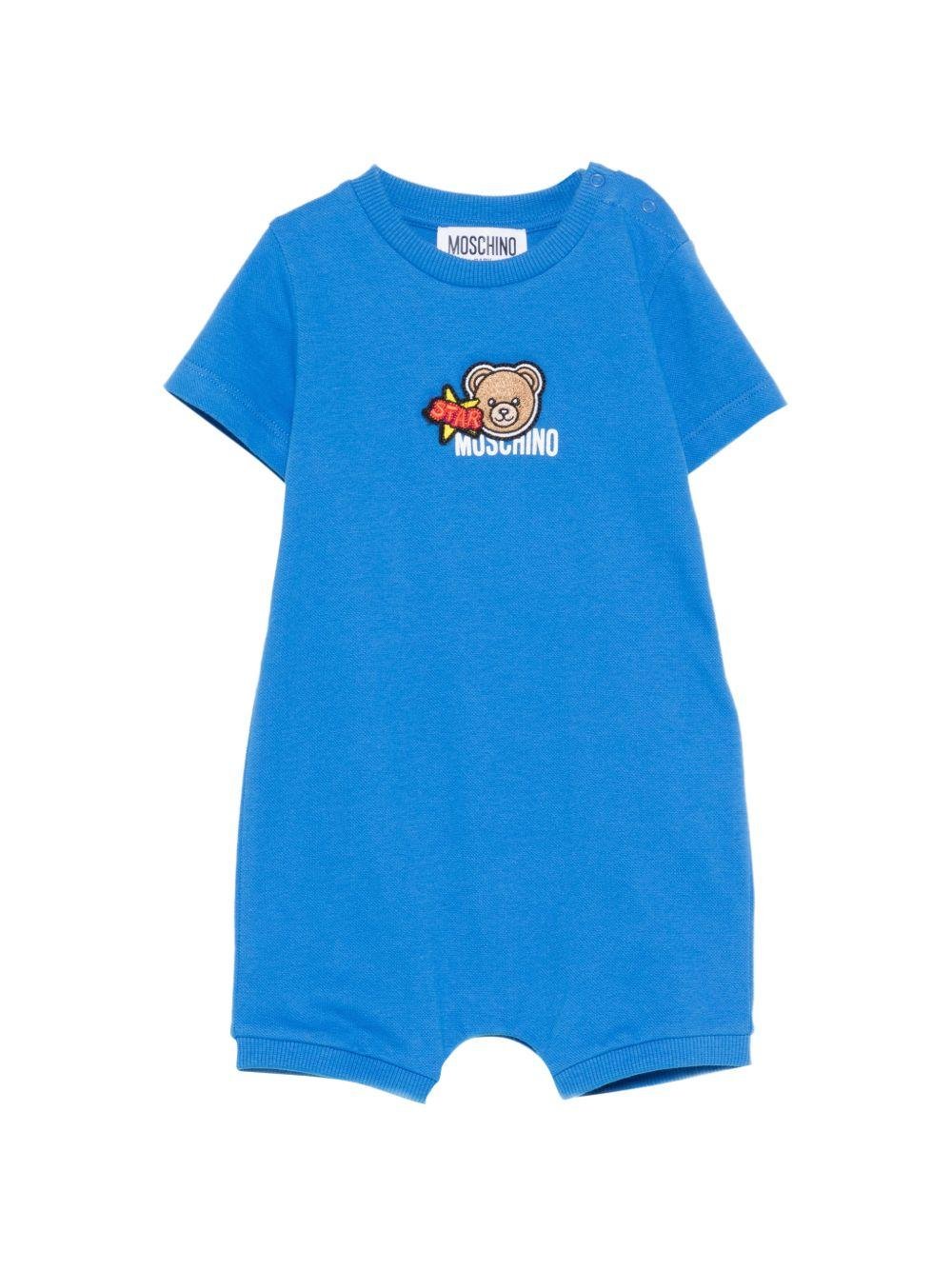 Tutina per neonati Moschino Kids azzurra con ricamo Teddy Bear - Rubino Kids
