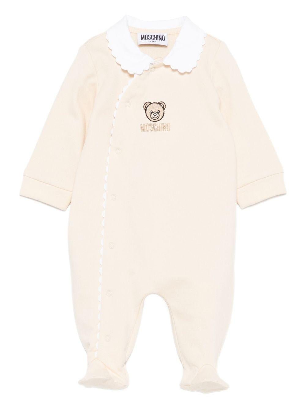 Tutina per neonati Moschino Kids beige con ricamo Teddy Bear - Rubino Kids