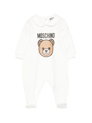 Tutina per neonati Moschino Kids bianca con stampa Teddy Bear