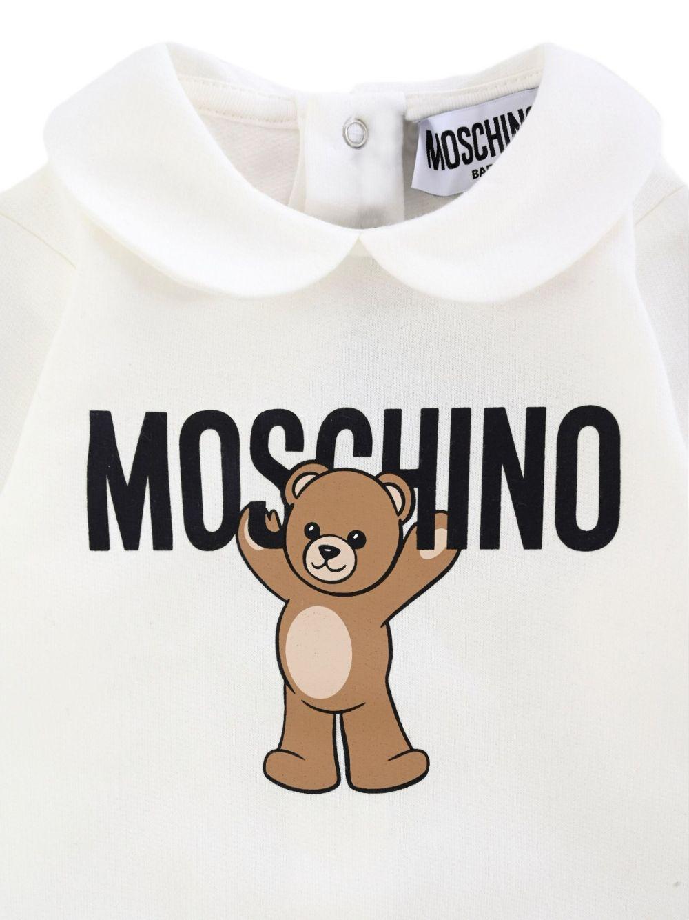 Tutina per neonati Moschino Kids bianca con stampa teddy - Rubino Kids