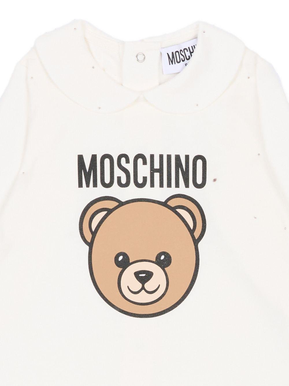 Tutina per neonati Moschino Kids bianca con Teddy Bear - Rubino Kids