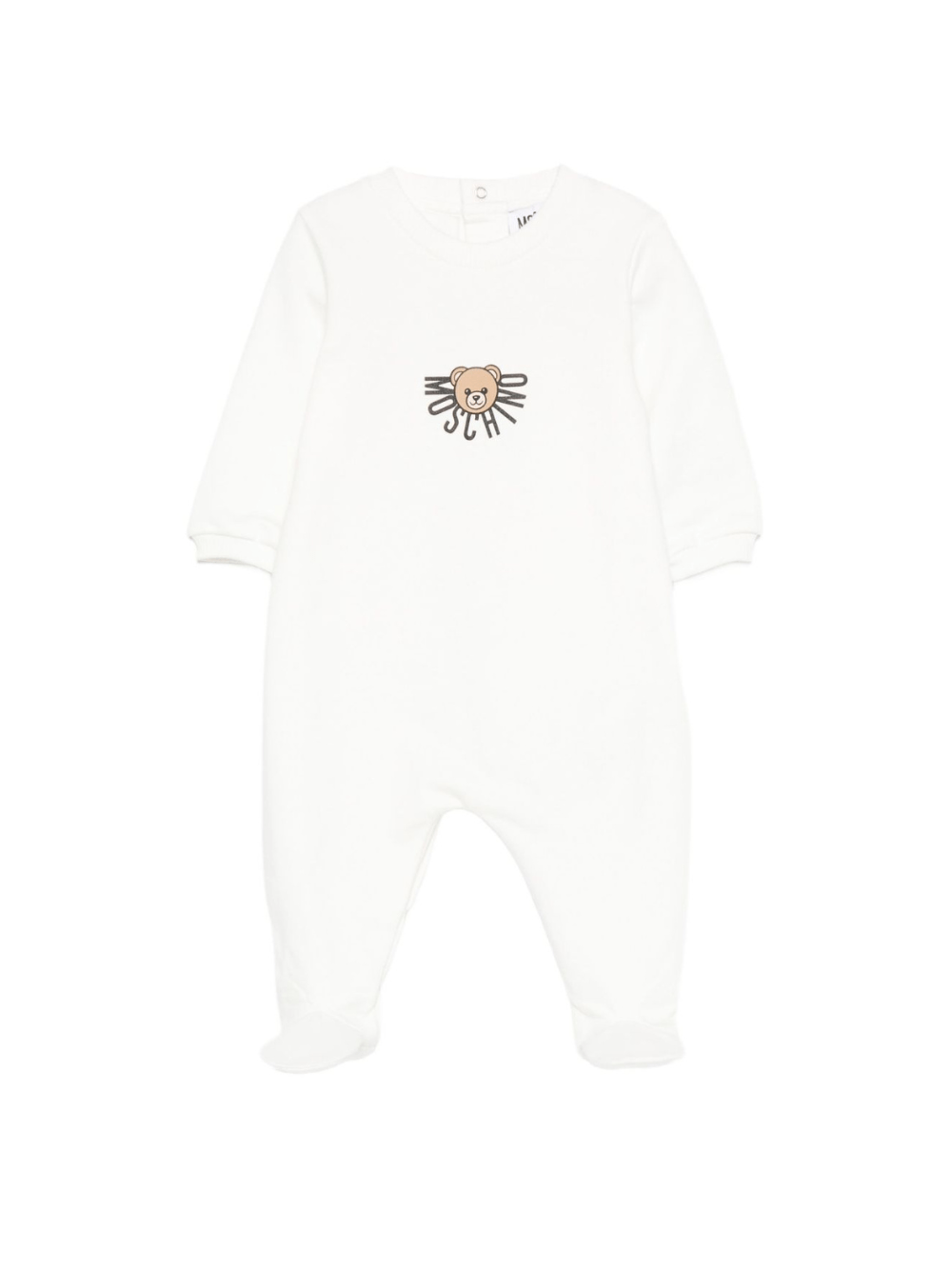 Tutina per neonati Moschino Kids bianco in cotone con stampa teddy - Rubino Kids