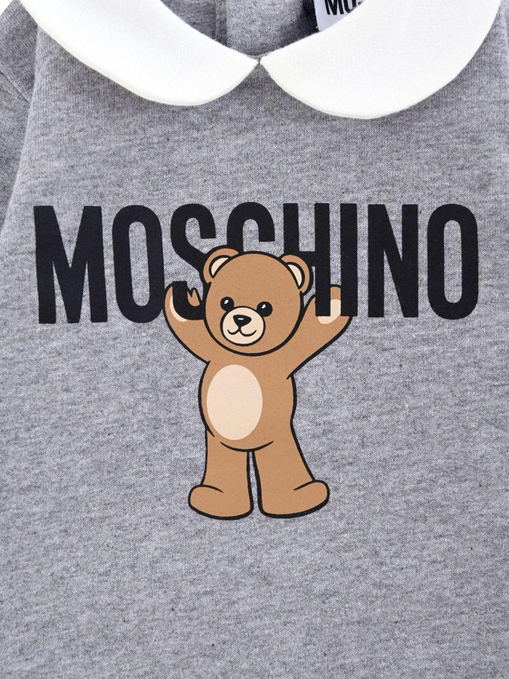 Tutina per neonati Moschino Kids grigio in cotone con stampa teddy - Rubino Kids