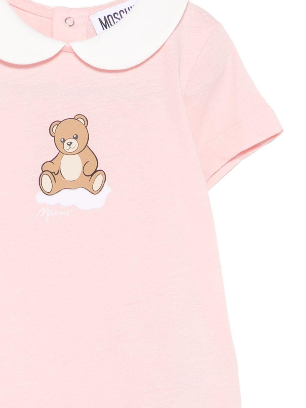 Tutina per neonati Moschino Kids rosa con stampa Teddy Bear su nuvola - Rubino Kids