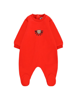 Tutina per neonati Moschino Kids rosso in cotone con stampa teddy