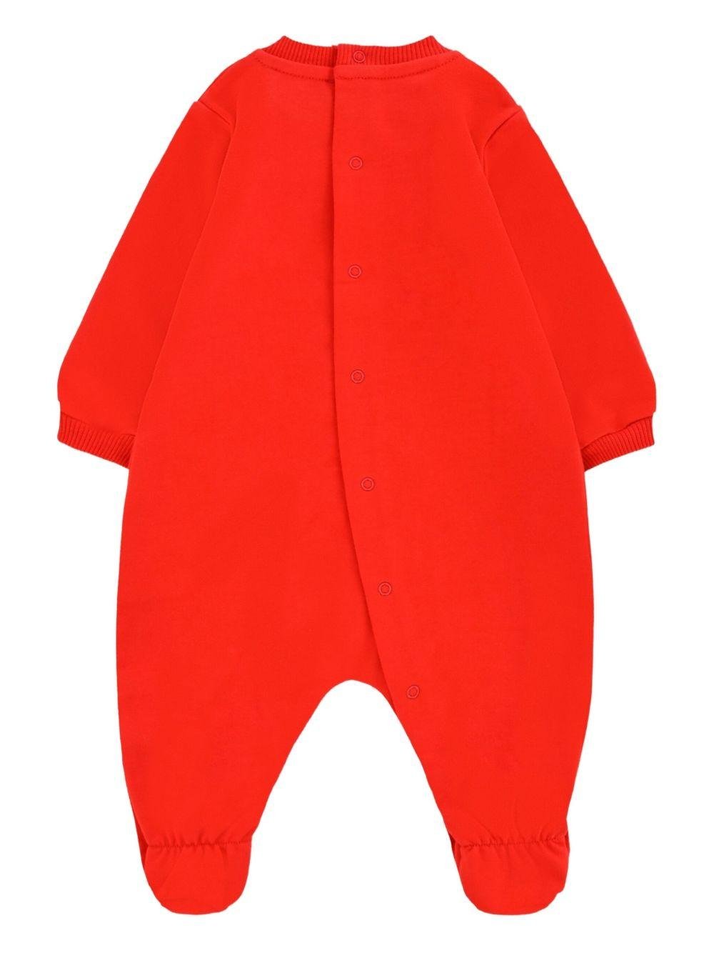 Tutina per neonati Moschino Kids rosso in cotone con stampa teddy - Rubino Kids