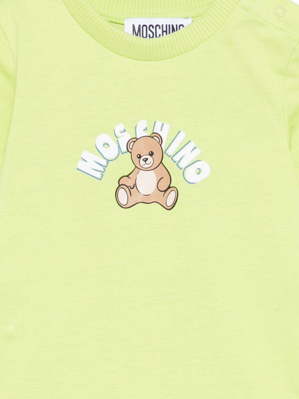 Tutina per neonati Moschino Kids verde con Teddy Bear sul davanti - Rubino Kids
