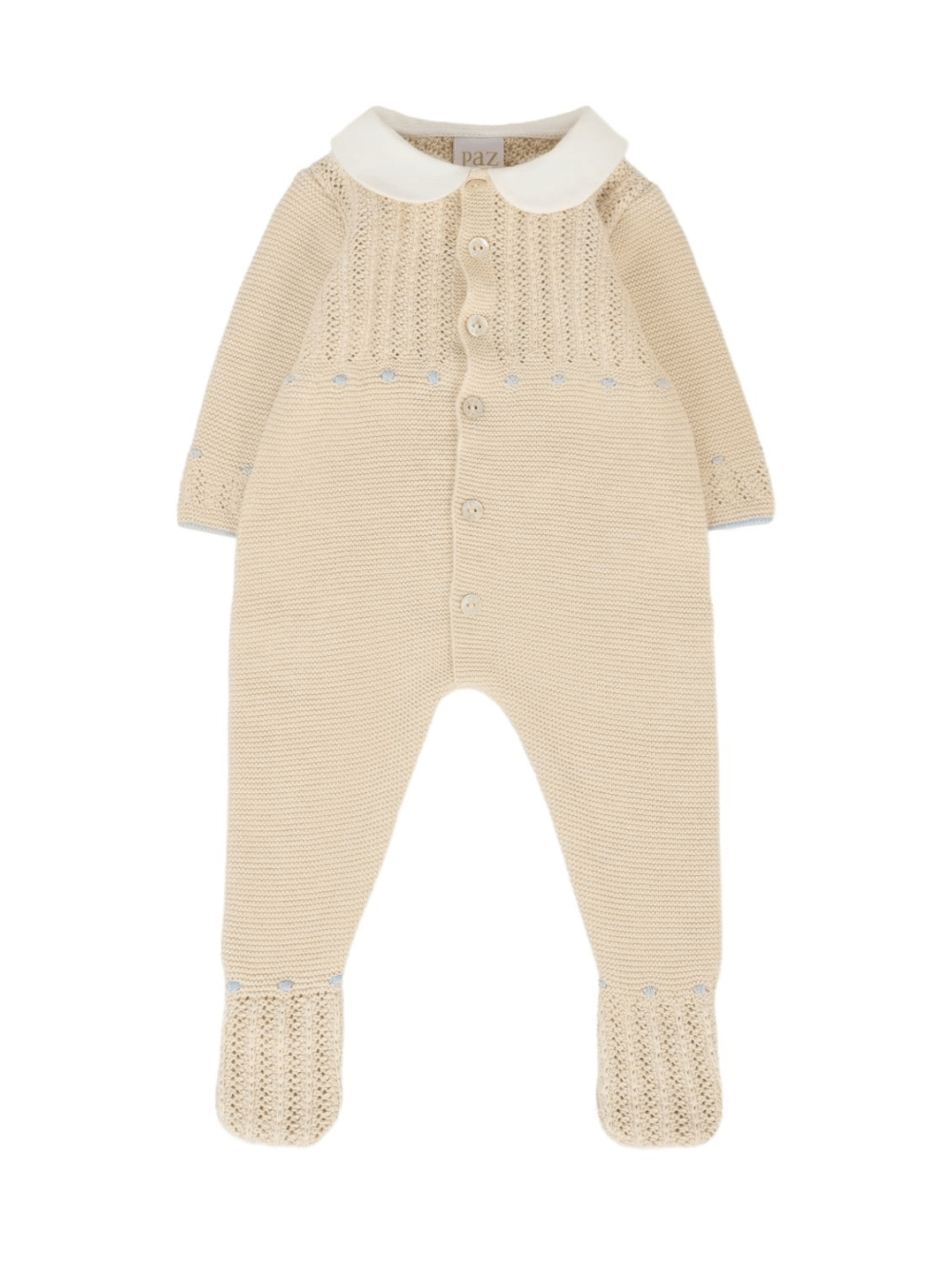 Tutina per neonati Paz Rodrìguez beige con colletto alla Peter Pan - Rubino Kids