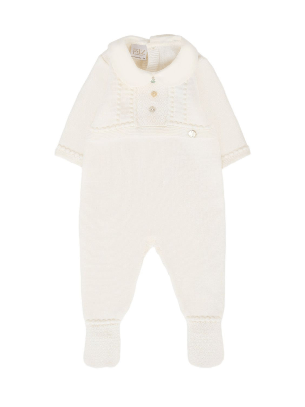 Tutina per neonati Paz Rodrìguez bianca con colletto Peter Pan - Rubino Kids