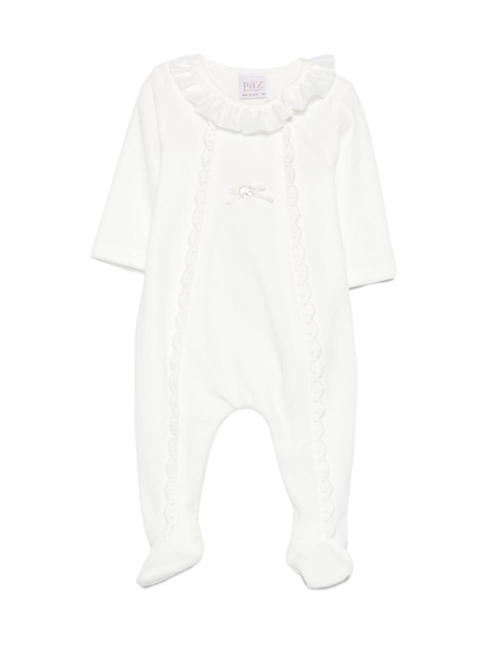 Tutina per neonati Paz Rodrìguez bianca con ruches - Rubino Kids