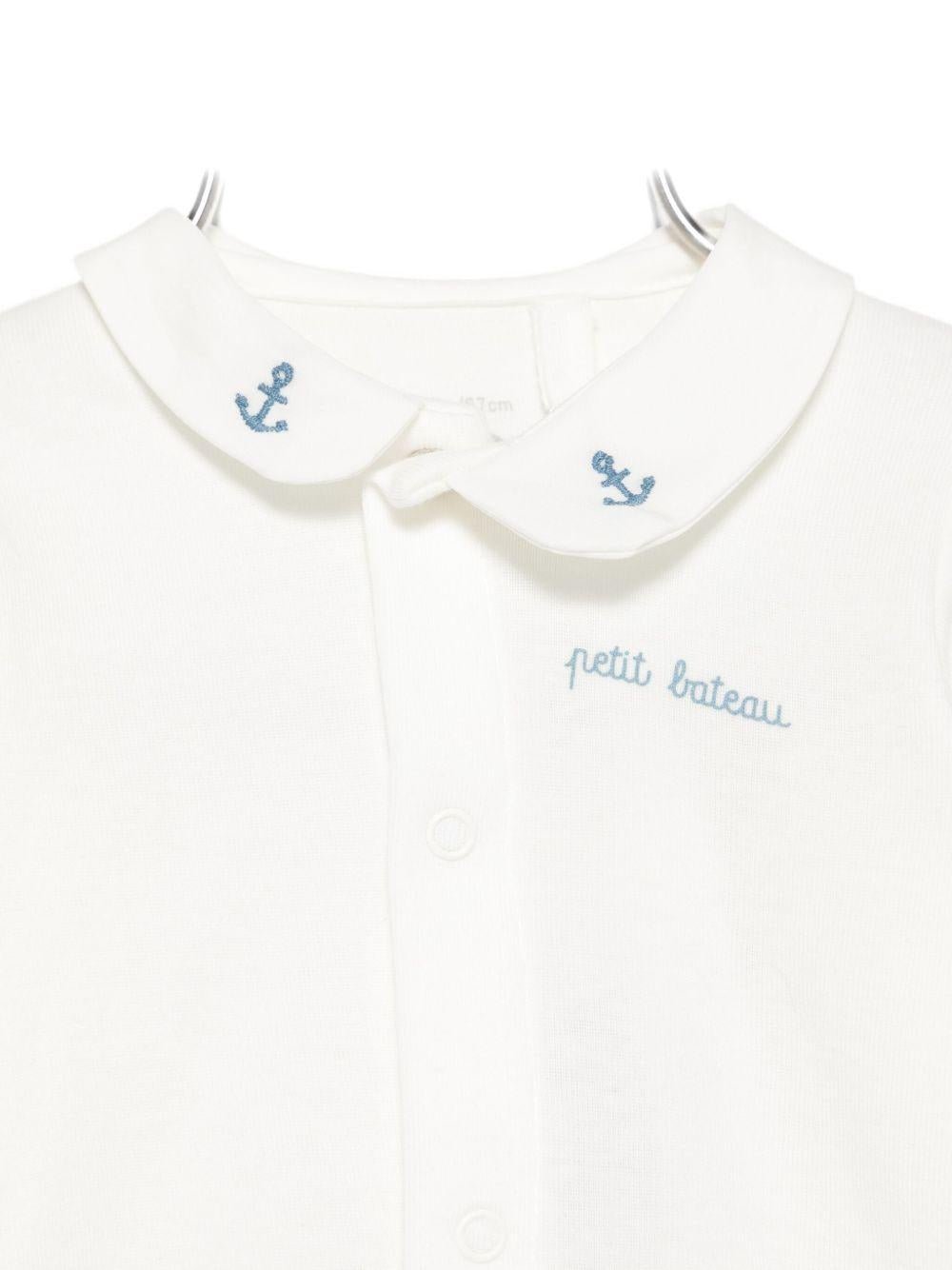 Tutina per neonati Petit Bateau bianca con colletto alla Peter Pan - Rubino Kids