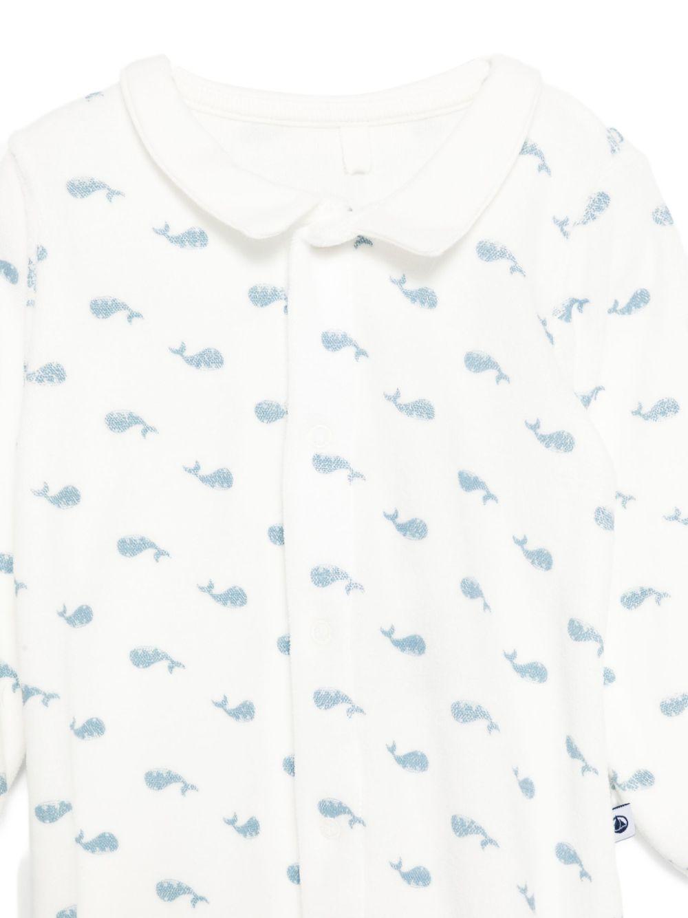 Tutina per neonati Petit Bateau bianca con colletto Peter Pan - Rubino Kids