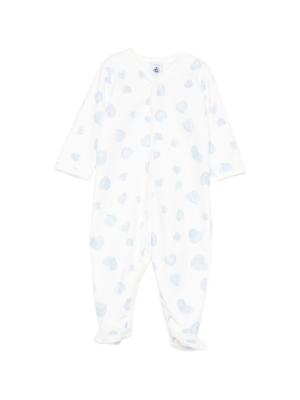 Tutina per neonati Petit Bateau bianca con fantasia a cuore