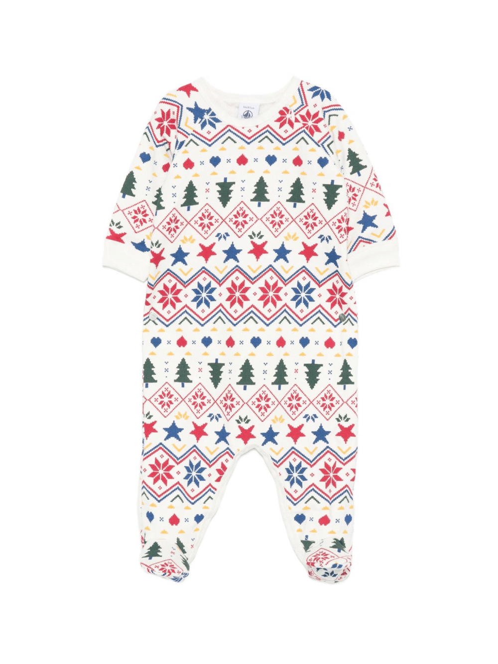 Tutina per neonati Petit Bateau bianca con modello fair isle - Rubino Kids