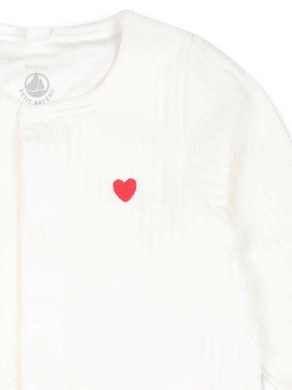 Tutina per neonati Petit Bateau bianca con motivo a cuori - Rubino Kids