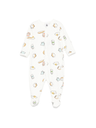 Tutina per neonati Petit Bateau bianco a maniche lunghe con stampa colazione - Rubino Kids