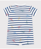 Tutina per neonati Petit Bateau bianco con fantasia grafica all - over - Rubino Kids