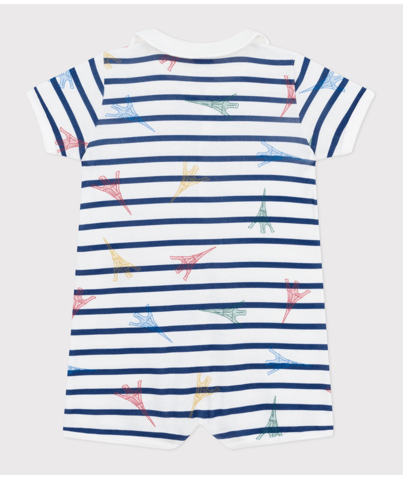Tutina per neonati Petit Bateau bianco con fantasia grafica all - over - Rubino Kids