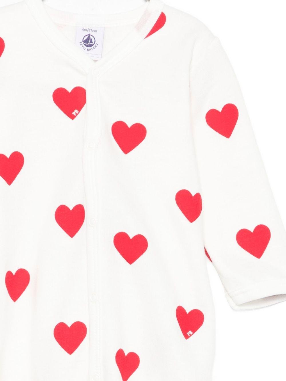 Tutina per neonati Petit Bateau bianco con stampa a cuore - Rubino Kids