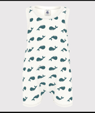 Tutina per neonati Petit Bateau bianco con stampa grafica all - over - Rubino Kids