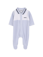 Tutina per neonato Boss Kids azzurra con colletto polo - Rubino Kids